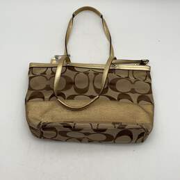 Coach Womens Gold Brown Double Handle Logo Charm Tote Bag With Wallet alternative image