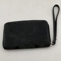 Womens Black Signature Print Card Holder Zipper Wristlet Wallet alternative image
