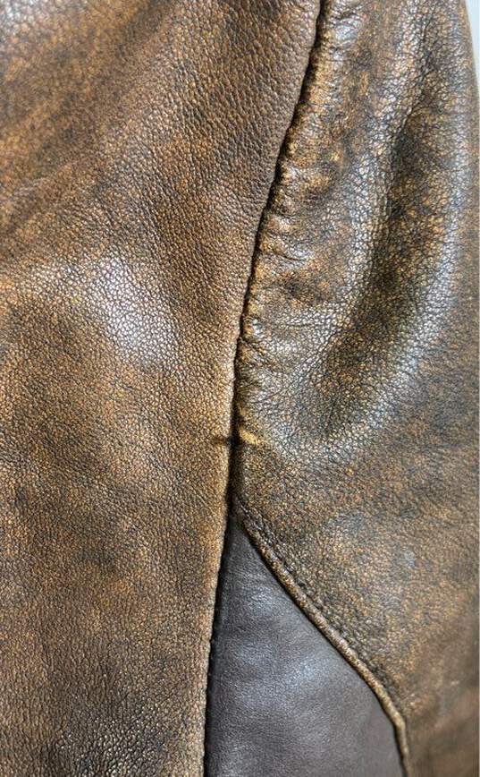 All Saints Women Brown Spitalfields Mures Faux Fur Leather Jacket Sz 10 image number 7
