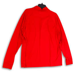 Mens Red Mock Neck Quarter Zip Long Sleeve Pullover Athletic Jacket Size L alternative image