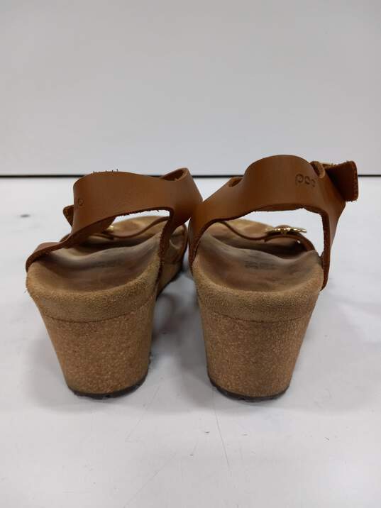 Papillio Women's Brown Leather Cork Wedge Sandals Size Euro 39 image number 4