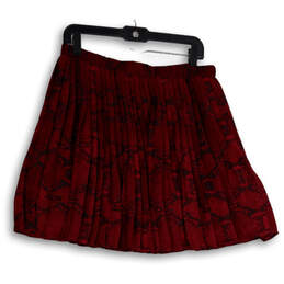 Womens Red Black Animal Print Elastic Waist Short Pleated Skirt Size Medium alternative image