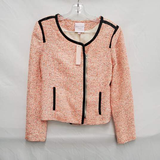 NWT Romeo & Juliet WM's Orange & White Textured Fully Zip Blazer Size M image number 1