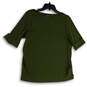 Womens Green Cuffed 3/4 Sleeve Round Neck Stretch Pullover T-Shirt Size 1X image number 1