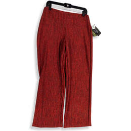 NWT Womens Red Elastic Waist Wide Leg Slim Pull-On Ankle Pants Size 10 alternative image