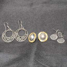 Assortment of 3 Pairs Taxco Sterling Silver Earrings - 17.60g