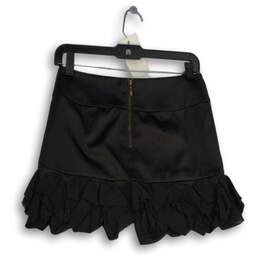 Express Womens Black Ruffle Hem Back Zip Pull-On Mini Skirt Size 0 alternative image