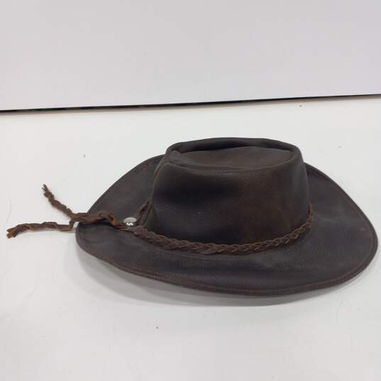 Brown Leather Cowboy Hat Size S image number 4