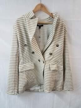 andanna Republic Womens Blazer Jacket Size L tan and white stripeB