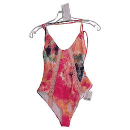 Womens Multicolor Strappy Open Back Tie Dye One Pieces Swim Suit Size S