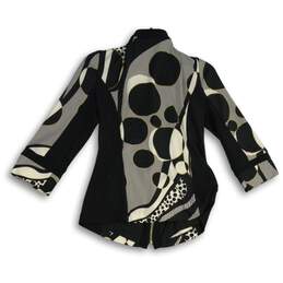 Joseph Ribkoff Womens Black White Geometric 3/4 Sleeve Full-Zip Jacket Size 8 alternative image
