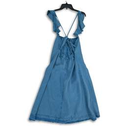 Anthropologie Womens Blue Denim Flutter Sleeve Button Front Fit & Flare Dress S alternative image