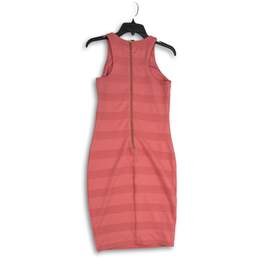 Womens Pink Striped Sleeveless Crew Neck Back Zip Bodycon Dress Size 4 alternative image