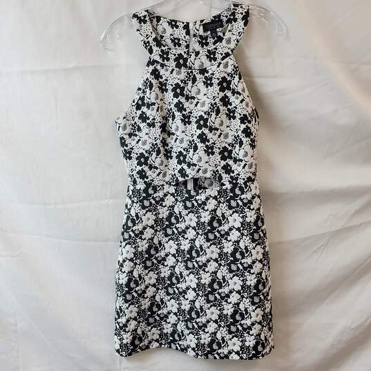 Topshop Black & White Floral Mid Cutout Dress Size 4 image number 1