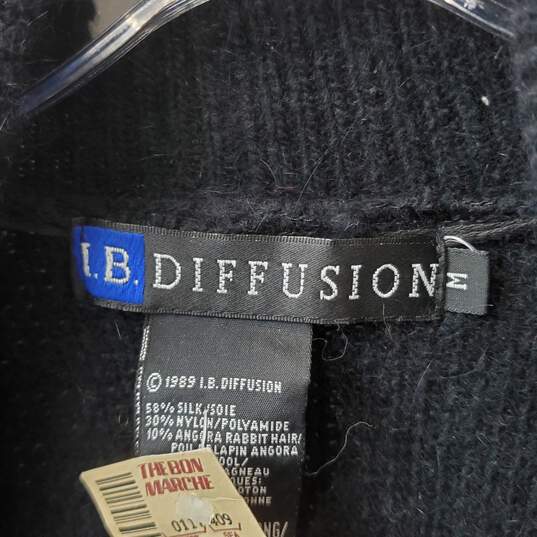 Vintage 80s IB Diffusion Black Silk Blend Sweater Jacket Size M image number 3