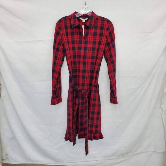 Brooks Brothers Red Fleece Cotton Plaid Patterned Belted Dress WM Size 6 NWT image number 1