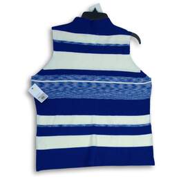 NWT Nine West Womens Blue White Striped Mock Neck Sleeveless Blouse Top Size XL alternative image