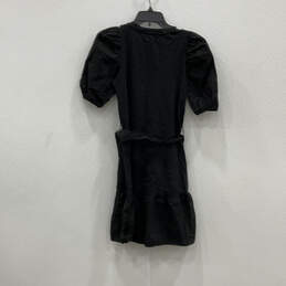 NWT Womens Black Crew Neck Short Puff Sleeve Belted Mini Dress Size XS alternative image