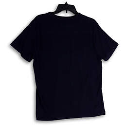 Womens Navy Blue Short Sleeve Round Neck Side Slit Pullover T Shirt Size L alternative image