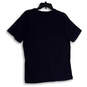 Womens Navy Blue Short Sleeve Round Neck Side Slit Pullover T Shirt Size L image number 2