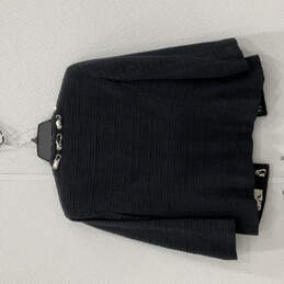 Womens Black 3/4 Sleeve Pockets Tweed Ribbon Detail Open Front Jacket Sz 6 alternative image