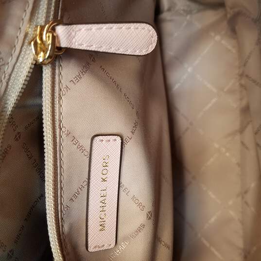 Buy the Michael Kors Jet Set Saffiano Leather Floral Tote Bag Beige/Pink