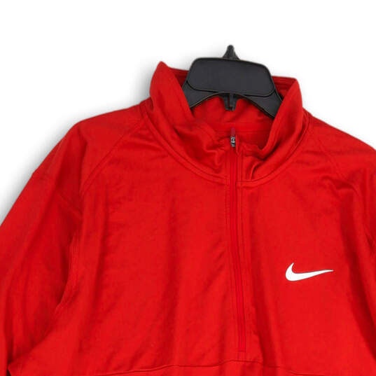 Mens Red Mock Neck Quarter Zip Long Sleeve Activewear Jacket Size XXL image number 3