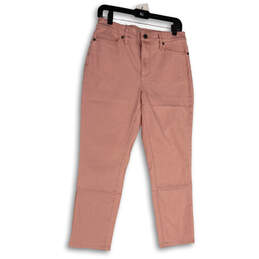 Womens Pink Denim Medium Wash Pockets Stretch Straight Leg Jeans Size 10
