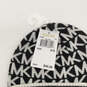 NWT Womens Black Signature Print Knitted Cuffed Winter Beanie Hat One Size image number 4