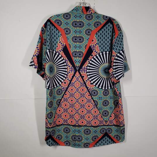 NWT Mens Geometric Collared Short Sleeve Button-Up Shirt Size X-Large image number 2