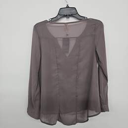 Sheer Brown Front Back Button Blouse alternative image