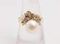 Elegant 14K Yellow Gold Pearl & Diamond Accent Ring 4.9g image number 5