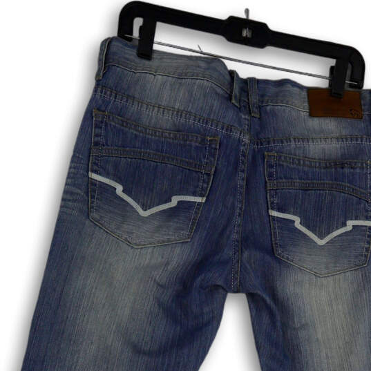 Womens Blue Denim Stretch Medium Wash Pockets Straight Leg Jeans Size 32 image number 4