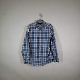Mens Plaid Soft-Wash Collared Long Sleeve Button-Up Shirt Size Large