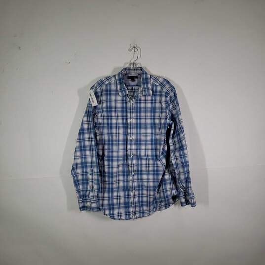 Mens Plaid Soft-Wash Collared Long Sleeve Button-Up Shirt Size Large image number 1