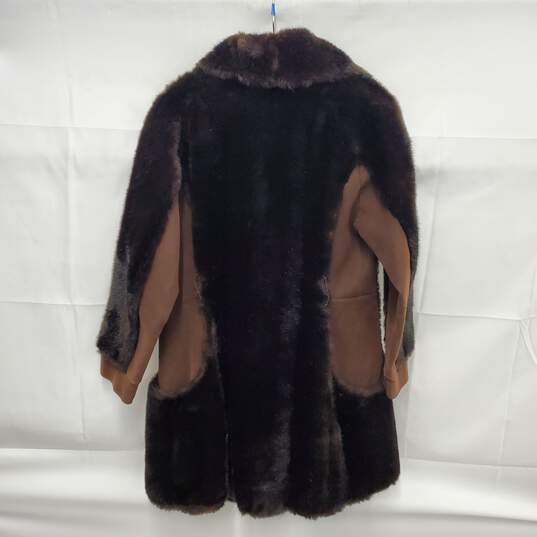 VTG France Tissavel Genuine Simulation Fur WM's Brown Coat Size 6 image number 2