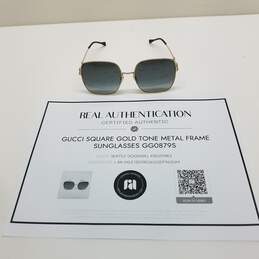 AUTHENTICATED Gucci Square Gold Tone Metal Frame Sunglasses