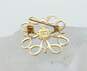 Vintage 10K Yellow Gold Sapphire Floral Swirl Brooch 2.0g image number 3