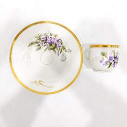 ATQ Late 1800s Haviland Limoges Teacup & Plate Floral Print