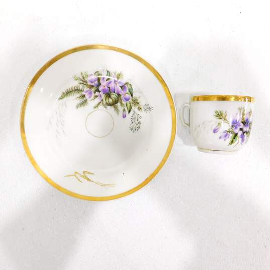 ATQ Late 1800s Haviland Limoges Teacup & Plate Floral Print image number 1