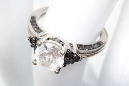 Sterling Silver Black Diamond Accent White Sapphire Ring Size 5.5 - 2.9g