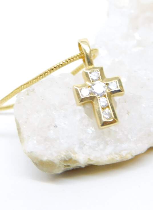 14K Yellow Gold 0.28 CTTW Round Diamond Cross Pendant Necklace 4.0g image number 4