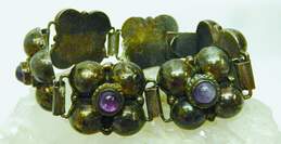 Artisan Mexico 925 Amethyst Cabochons Domes & Granulated Panels Linked Bracelet 30.4g alternative image