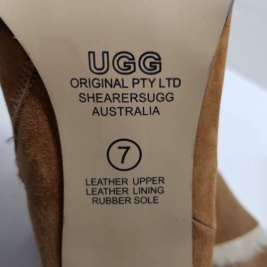 UGG Harbour High Brown Suede Heel  Women's Boots Size 7 image number 6