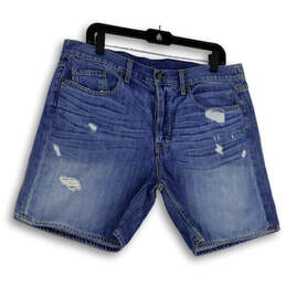 NWT Womens Blue Denim Medium Wash Distressed Pockets Boyfriend Shorts Sz 32