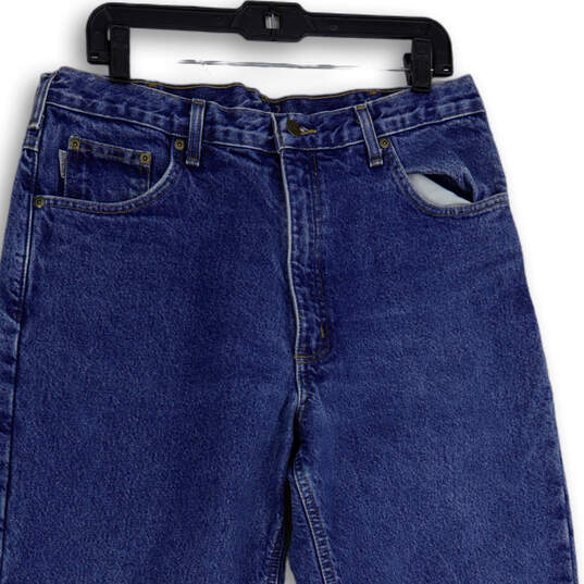 Mens Blue Denim Medium Wash Five Pocket Design Straight Jeans Size 36x32 image number 3