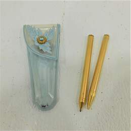 Vintage 1950s  Pen and Pencil Set Blue Rinestones