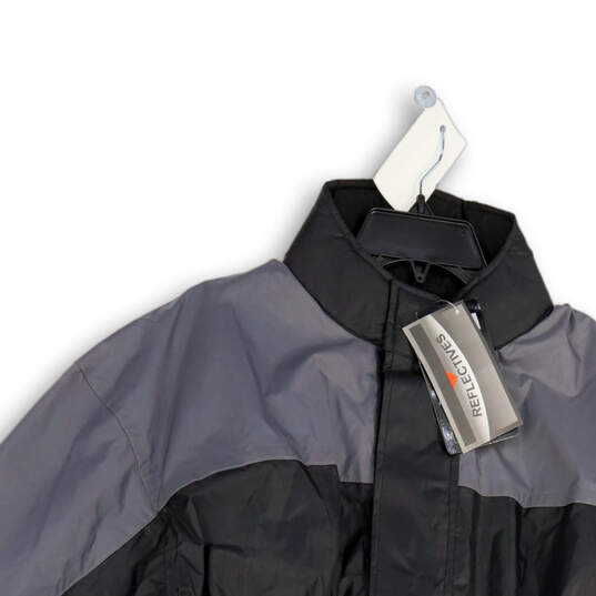 NWT Womens Gray Black Long Sleeve Flap Pocket Full-Zip Rain Jacket Size XS image number 3