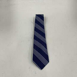 NWT Men's Blue Striped Silk Four In Hand Adjustable Pointed Necktie