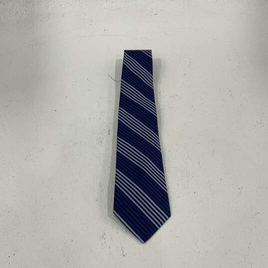NWT Men's Blue Striped Silk Four In Hand Adjustable Pointed Necktie image number 1